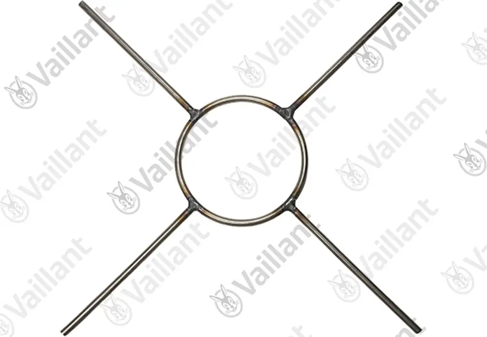 Befestigungskreuz aus Metall mit zentralem Ring und vier gleich langen Verlängerungen, geeignet für Vaillant-Brennwertsysteme.